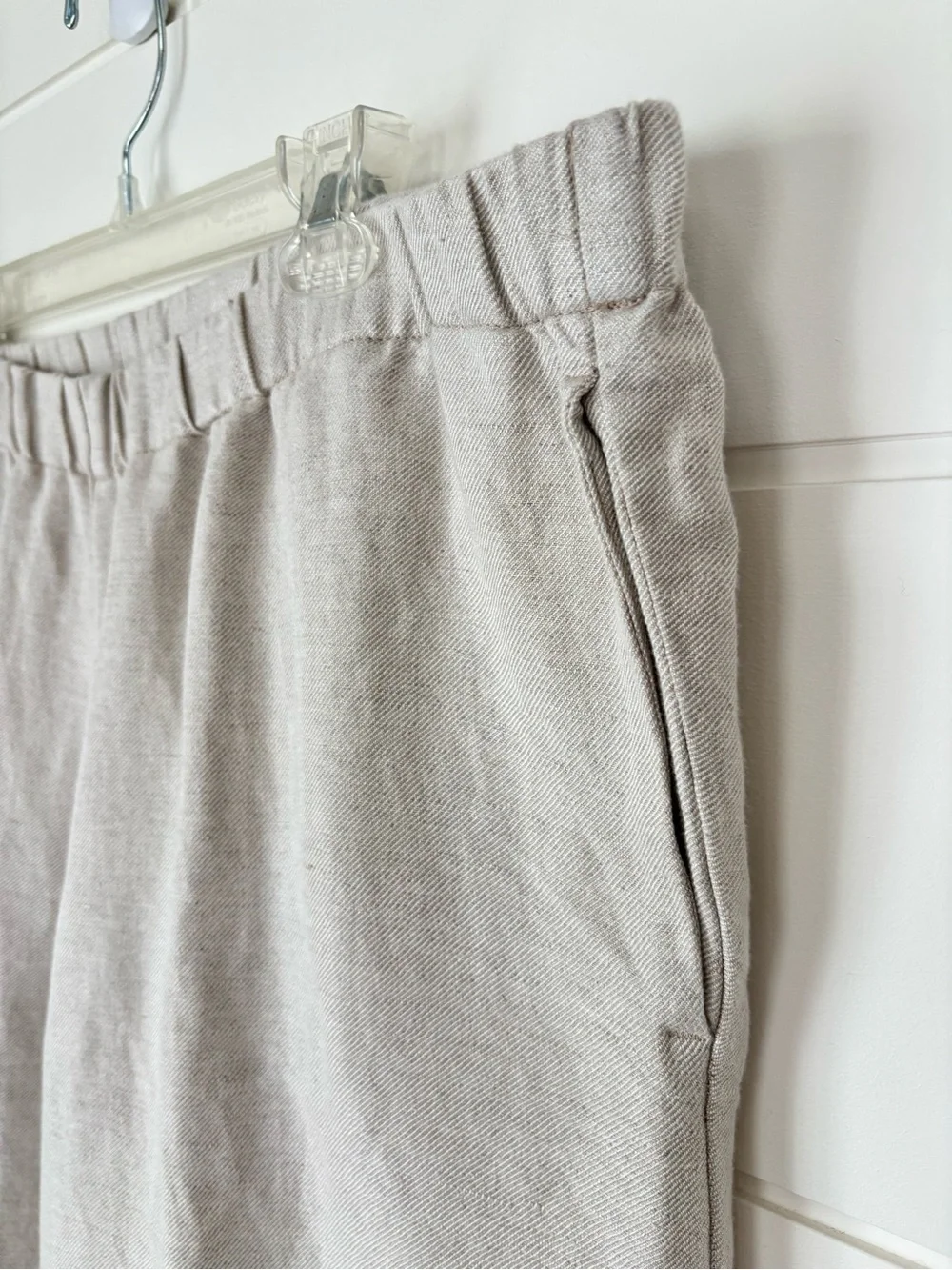 J. Jill Cream Linen-Blend Pull-on Crop Pants Embroidered Hem Women's Size XL